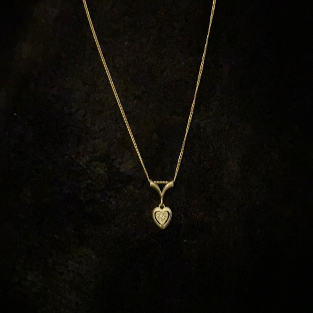 Heart on Chain; CZ Diamonds & 14K gold Setting and Chain